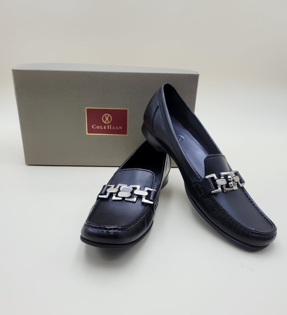 Cole Haan Anjali Moc Women's Black Leather Flats Size 10 4A D20403